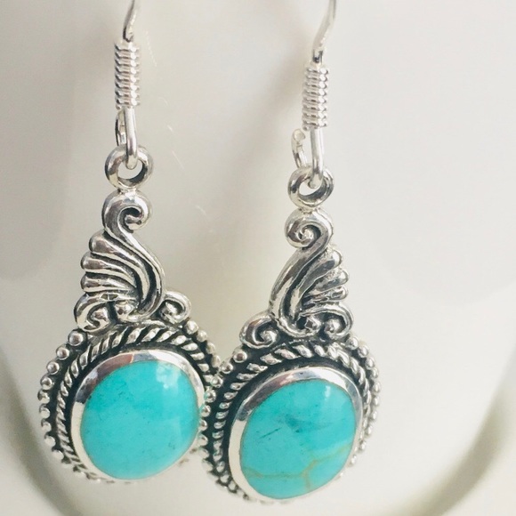 Sterling Silver Turquoise Earrings - Picture 2 of 4